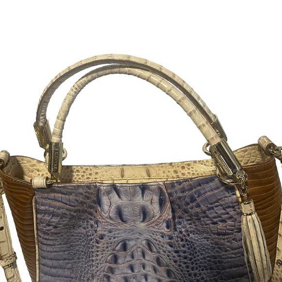 Brahmin Medium Rudy Tote Denim Washed Indigo Ipanema Leather Bag - Picture 10 of 11